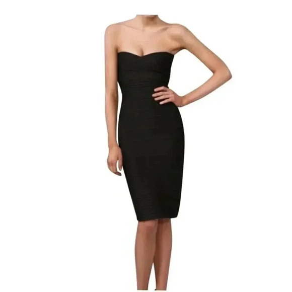 Hervé Leger Black Signature Alayna Strapless Bandage Dress NEW WITH TAG - Picture 3 of 9